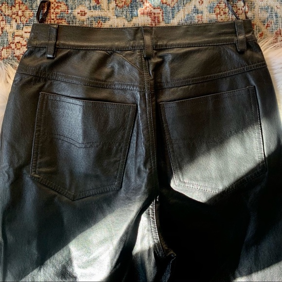 VTG 100% Black Leather Pants & Top Matching Set - Picture 5 of 7